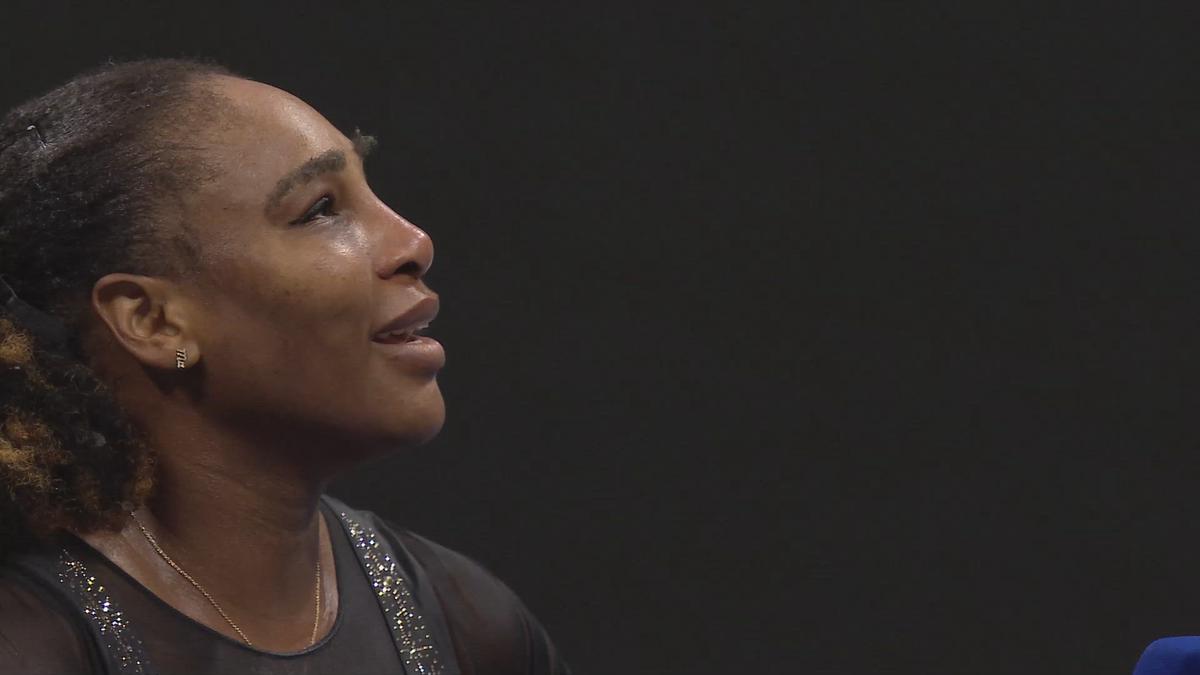 'Video thumbnail for Serena Williams' on-court interview after loss to Ajla Tomljanovic at the 2022 US Open'