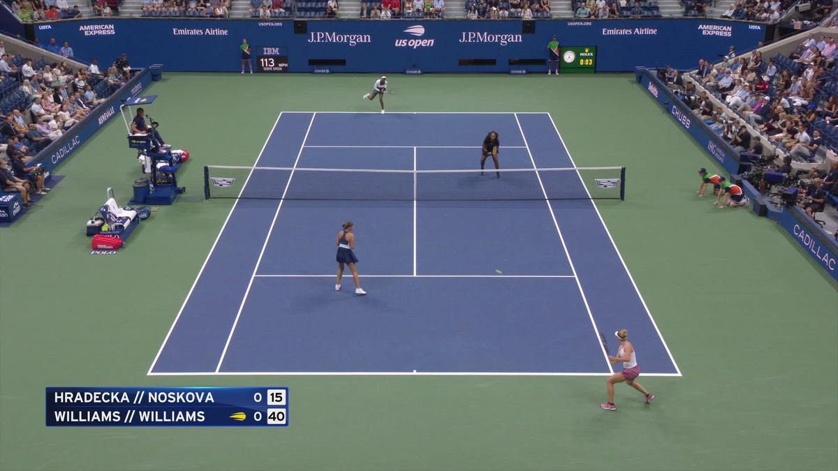 'Video thumbnail for Serena & Venus Williams vs. Lucie Hradecka & Linda Noskova US Open doubles highlights'
