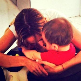 Gisela Dulko with her baby son Mateo