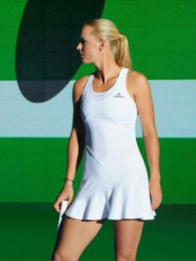 Wozniacki in Stella Wimbledon 2014 dress
