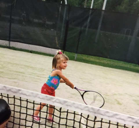 Baby Genie Bouchard playing tennis