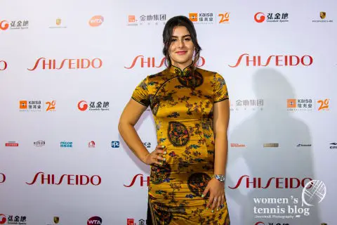 Bianca Andreescu of Canada on the red carpet before the draw gala of the 2019 WTA Finals tennis tournament