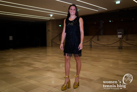 Maria Sakkari of Greece arrives at the players party ahead of the 2019 Upper Austria Ladies Linz WTA International tennis tournament
