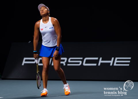 Naomi Osaka of Japan in action during her RR1 match 2019 WTA Finals tennis tournament