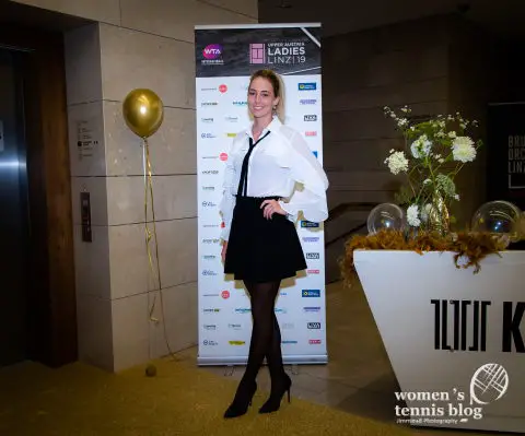 Nina Stoljanovic of Serbia arrives at the players party ahead of the 2019 Upper Austria Ladies Linz WTA International tennis tournament