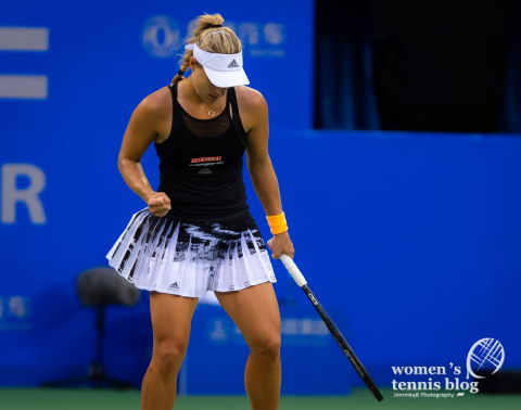 Angelique Kerber of Germany in action during the first round at the 2019 Dongfeng Motor Wuhan Open Premier 5 tennis tournament