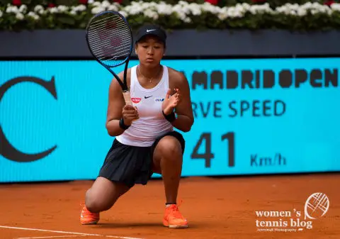 Naomi Osaka of Japan in action during her third-round match at the 2019 Mutua Madrid Open WTA Premier Mandatory tennis tournament