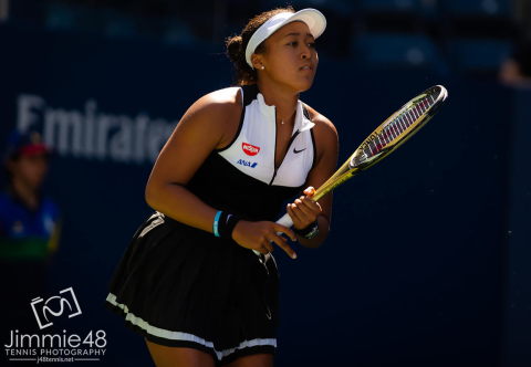 Naomi Osaka of Japan in action during her second-round match at the 2019 US Open Grand Slam tennis tournament