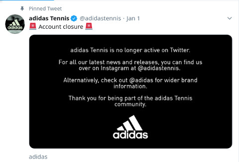 Adidas Twitter account closure