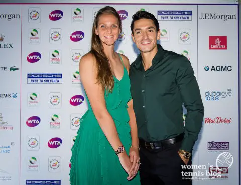 Karolina Pliskova of the Czech Republic with husband Michal Hrdlicka at the players party of the 2020 Dubai Duty Free Tennis Championships WTA Premier tennis tournament.