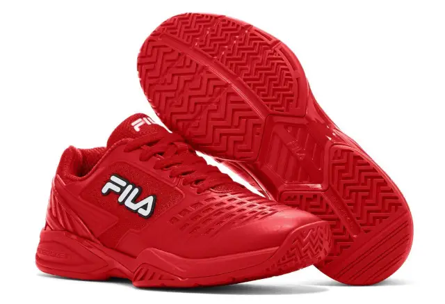 red Fila tennis shoes
