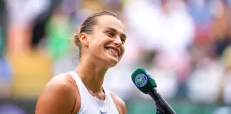 Aryna Sabalenka smiles at Wimbledon 2023