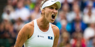 Marketa Vondrousova roars at Wimbledon 2023