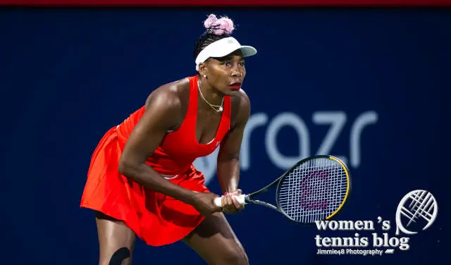 Venus Williams playing in the first round of the 2023 National Bank Open
