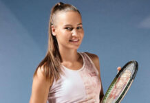 Veronika Kudermetova in new EA7 tennis dress