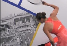 Aryna Sabalenka breaks her racquet after US Open final