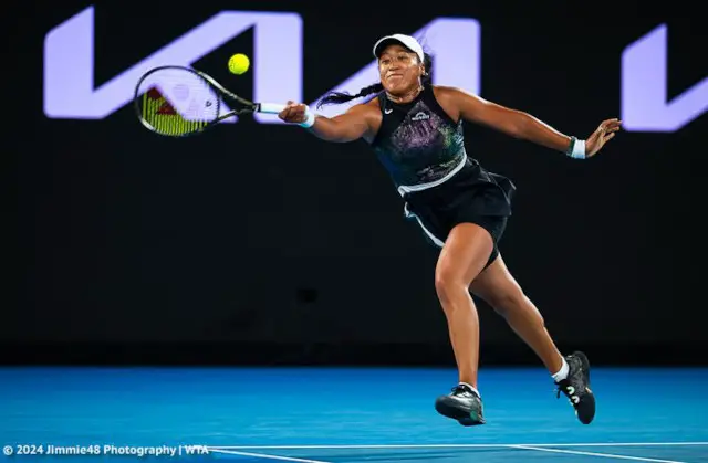 Naomi Osaka in a custom Nike tennis dress at the 2024 Australian Open