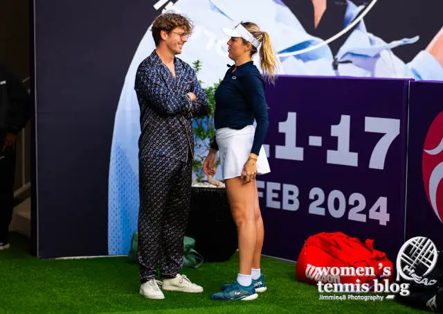 Anastasia Pavlyuchenkova talks to her boyfriend at the 2024 Qatar TotalEnergies Open in Doha