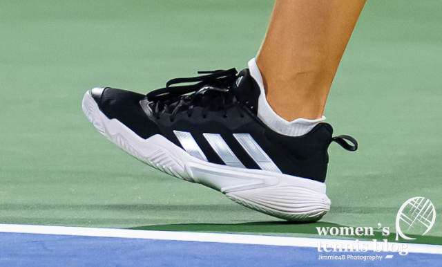 Daria Kasatkina's Adidas tennis shoes in Dubai