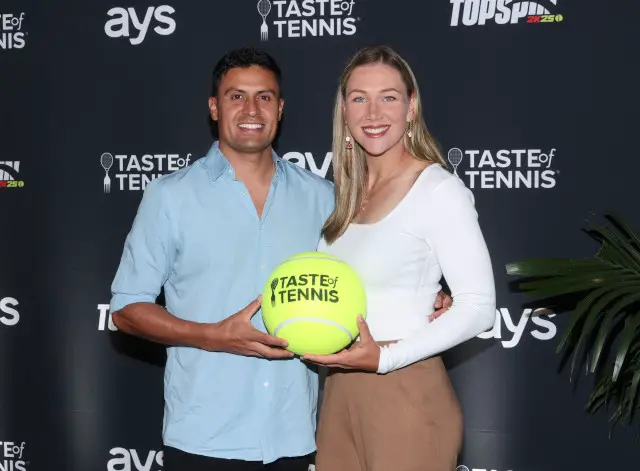 Nicole Melichar with her husband at Taste of Tennis