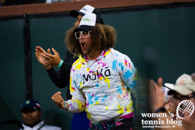 Redfoo in Peyton Strearns' player box at the BNP Paribas Open