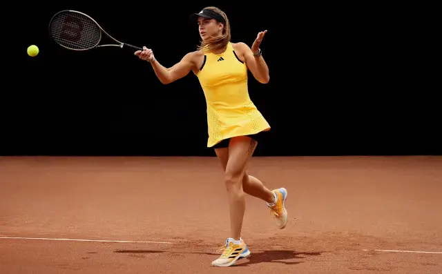 Elina Svitolina in yellow Adidas Paris 2024 tennis dress
