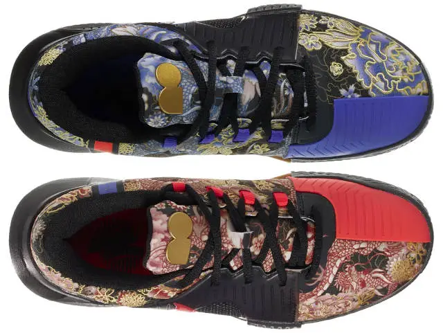 New Naomi Osaka shoes with dragons and flowers, top view