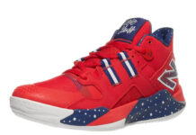 Coco Gauff's New Balance tennis shoe in the colors of American flag