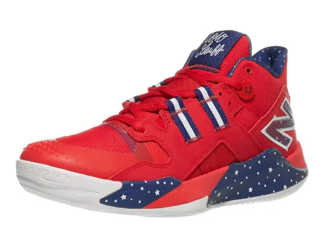 Coco Gauff's New Balance tennis shoe in the colors of American flag
