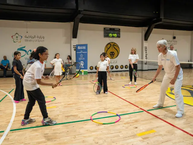 Judy Murray in the first of a series of nation-wide tennis clinics in Saudi Arabia