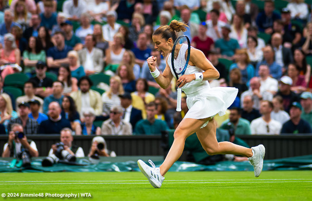 Maria Sakkari wearing Adidas at Wimbledon 2024