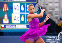 Karolina Pliskova's purple Adidas dress at the National Bank Open in Toronto