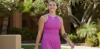 Aryna Sabalenka in the 2024 US Open Nike dress