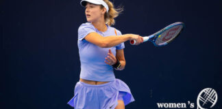 Anna Kalinskaya in a purple Nike outfit at the 2024 China Open