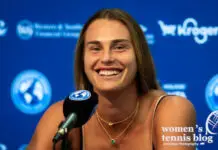 Aryna Sabalenka at a press conference