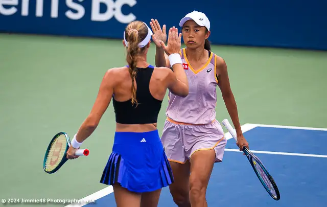 Kristina Mladenovic and Zhang Shuai at the 2024 US Open