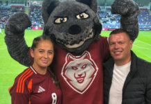 Jelena Ostapenko with her boyfriend at a soccer game