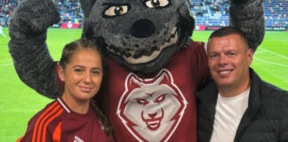 Jelena Ostapenko with her boyfriend at a soccer game