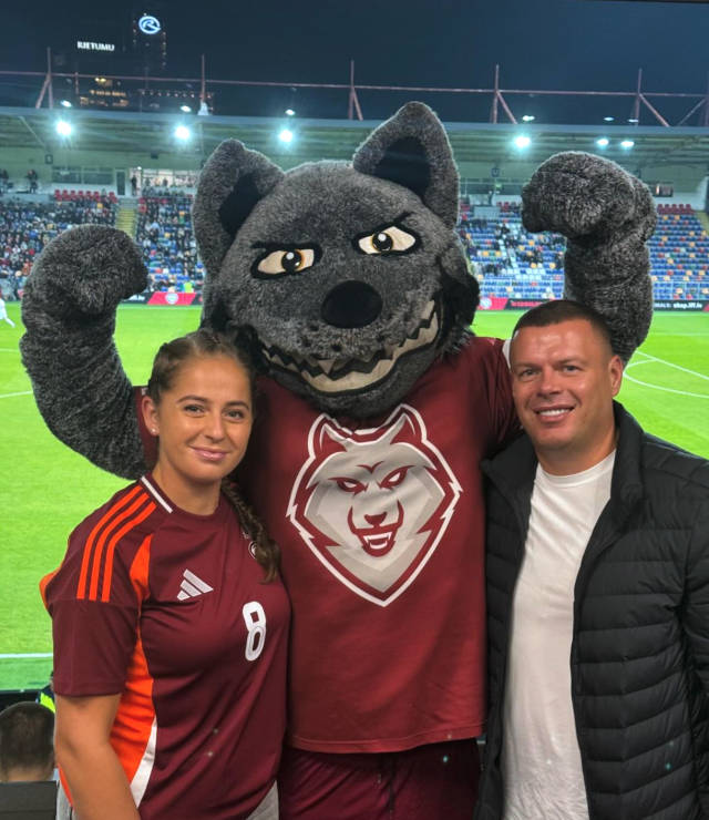 Jelena Ostapenko with her boyfriend at a soccer game