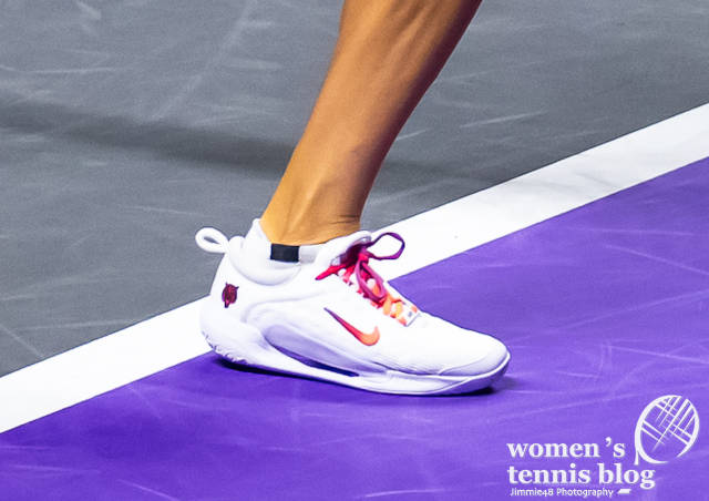 Aryna Sabalenka's tennis shoes at the WTA Finals in Riyadh