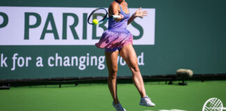 Marta Kostyuk's stunning Wilson dress at the 2025 BNP Paribas Open