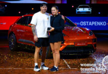 Jelena Ostapenko poses with boyfriend in front of her new Porsche