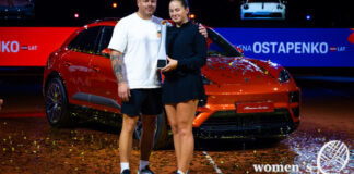 Jelena Ostapenko poses with boyfriend in front of her new Porsche