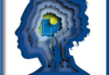A layered, silhouette profile of Althea Gibson, created by Melissa Koby.
