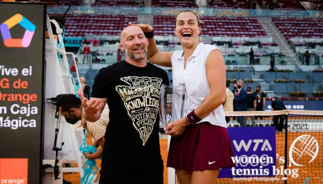 Aryna Sabalenka with performance coach Jason Stacy in Madrid four years ago