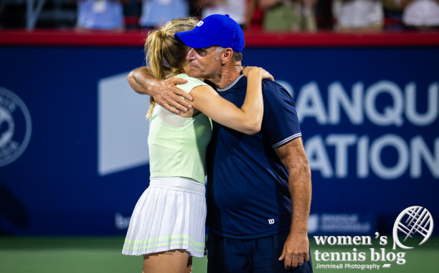 Eugenie Bouchard of Canada during her retirement ceremony after the second round of the 2025 National Bank Open WTA 1000 tennis tournament