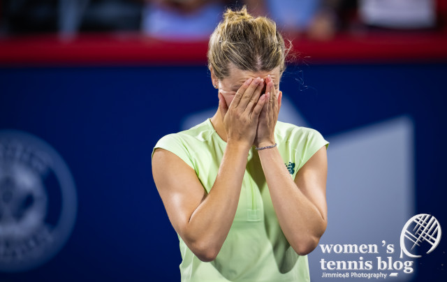 Emotional Eugenie Bouchard after her last tennis match in Montreal