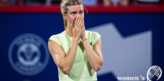 Tearful Eugenie Bouchard waves goodbye to tennis in Montreal
