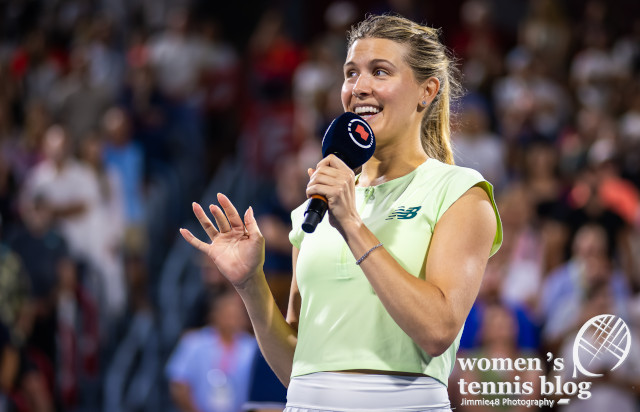Eugenie Bouchard's farewell at the Omnium Banque National in Montreal
