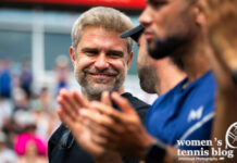 Tomasz Wiktorowski watching Naomi Osaka in Canada